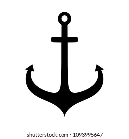 Anchor icon. Black silhouette of the sea symbol. Marine themes. Logo for seafood or cruise routes.