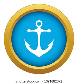 Anchor icon blue vector isolated on white background for any design