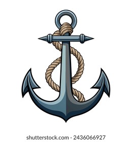 Anchor icon in cartoon style isolated on white background