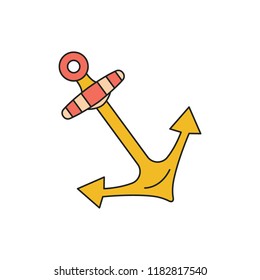 Anchor icon. Cartoon anchor vector icon for web design isolated on white background