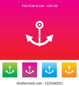 Anchor Icon in Colored Square box. eps-10
