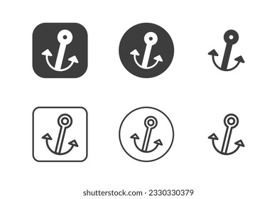 Anchor icon design 6 variations. Travel icons set, Isolated on white background.