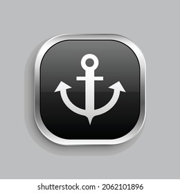 anchor icon design. Glossy Button style rounded rectangle isolated on gray background.. Vector illustration