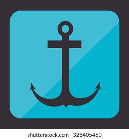 anchor icon design over blue background, vector illustration graphic