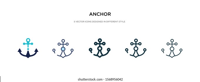 anchor icon in different style vector illustration. two colored and black anchor vector icons designed in filled, outline, line and stroke style can be used for web, mobile, ui