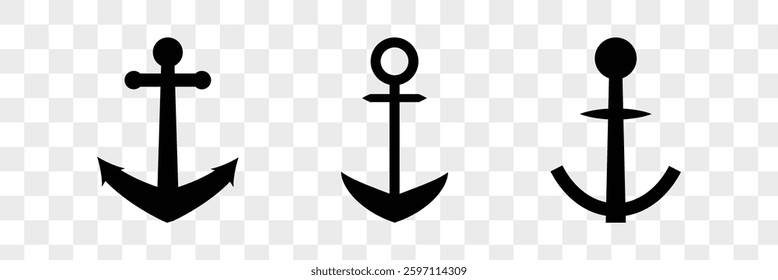 anchor icon. anchor emblem, black isolated silhouette