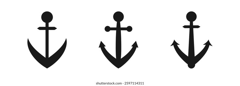 anchor icon. anchor emblem, black isolated silhouette