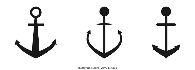 anchor icon. anchor emblem, black isolated silhouette