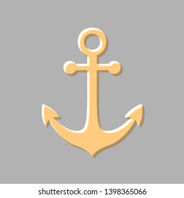Anchor icon. Emboss effect with light orange icon on gray background.