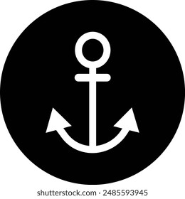 Anchor icon in Fill style. Ship Anchor vector. Nautical maritime sea ocean boat illustration symbol. Marine retro emblem logo with anchor and rope, logo inspiration isolated on transparent background.