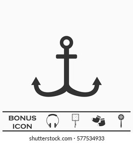 Anchor icon flat. Black pictogram on white background. Vector illustration symbol and bonus button