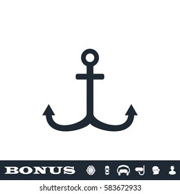 Anchor icon flat. Black pictogram on white background. Vector illustration symbol and bonus button