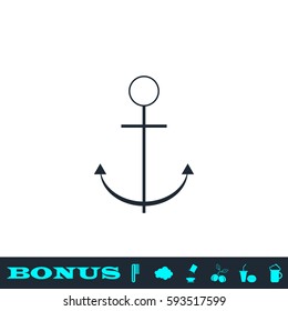 Anchor icon flat. Black pictogram on white background. Vector illustration symbol and bonus button