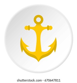Anchor icon in flat circle isolated vector illustration for web