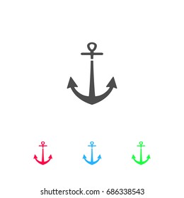 Anchor icon flat. Color pictogram on white background. Vector illustration symbol and bonus icons