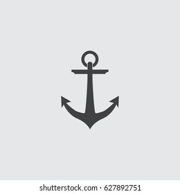 Anchor icon in a flat design in black color. Vector illustration eps10