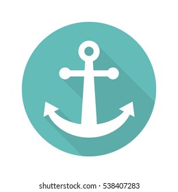 Anchor icon flat design with long shadow