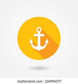 Anchor icon. Flat design style with long shadow