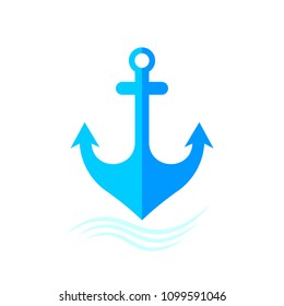 Anchor icon, flat design template, vector illustration