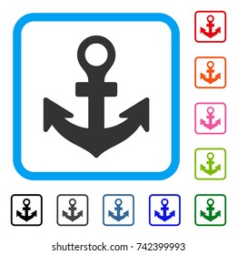 Anchor icon. Flat gray iconic symbol in a light blue rounded square. Black, gray, green, blue, red, orange color additional versions of Anchor vector. Designed for web and app user interface.