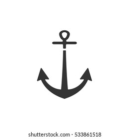 Anchor icon flat. Illustration isolated on white background. Vector grey sign symbol