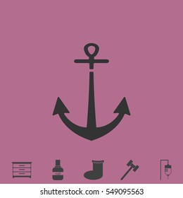 Anchor icon flat. Simple vector grey pictogram and bonus symbol