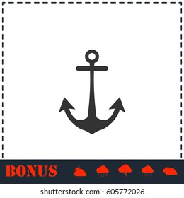 Anchor icon flat. Simple vector symbol and bonus icon