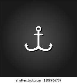Anchor icon flat. Simple White pictogram on black background with shadow. Vector illustration symbol