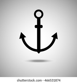 Anchor icon. Flat style. Grey background. Vector illustration.