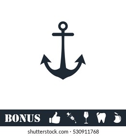 Anchor icon flat. Vector illustration symbol and bonus pictogram