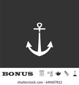 Anchor icon flat. White pictogram on black background. Vector illustration symbol and bonus icons
