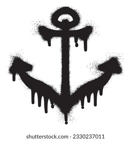 Anchor icon graffiti with black spray paint	
