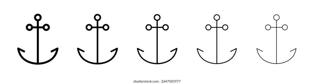 Anchor icon graphic set. trendy stroke line style