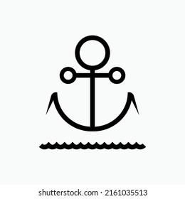 Anchor Icon. Heavy Object Attached to Rope or Chain and Used to Moor a Vessel to Sea Bottom. Navy, Port Symbol - Vector.