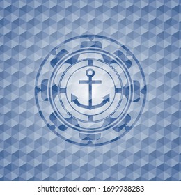 anchor icon inside blue badge with geometric pattern.