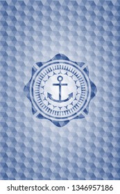 anchor icon inside blue polygonal emblem.