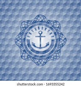 anchor icon inside blue polygonal emblem.