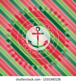 anchor icon inside christmas colors style badge.