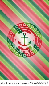 anchor icon inside christmas style badge..