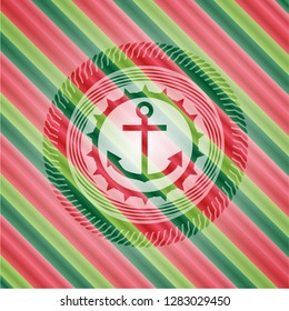 anchor icon inside christmas style badge..