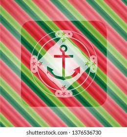 anchor icon inside christmas style emblem.