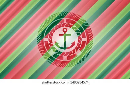 anchor icon inside christmas style emblem.