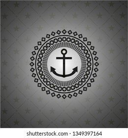 anchor icon inside dark emblem. Retro