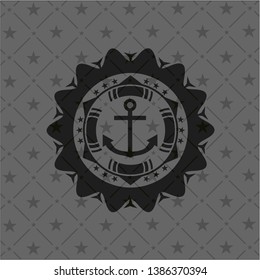 anchor icon inside dark emblem. Retro