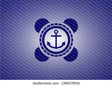 anchor icon inside denim background