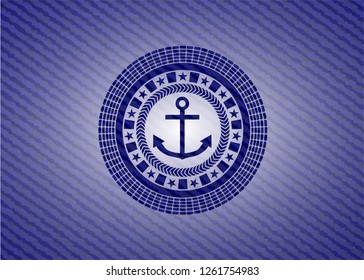 anchor icon inside emblem with jean high quality background