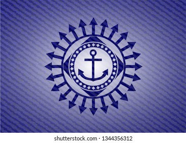 anchor icon inside emblem with jean high quality background