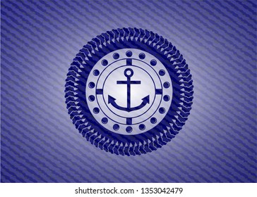 anchor icon inside emblem with jean texture