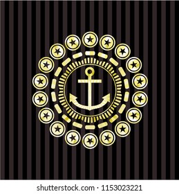 anchor icon inside gold badge or emblem