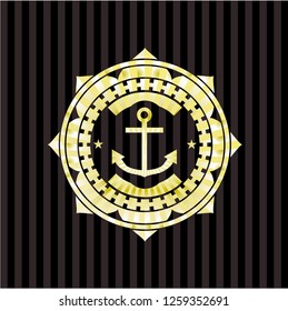 anchor icon inside gold emblem or badge